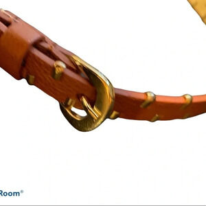 Vintage style Tan gold tone studded  fashion belt Sz S